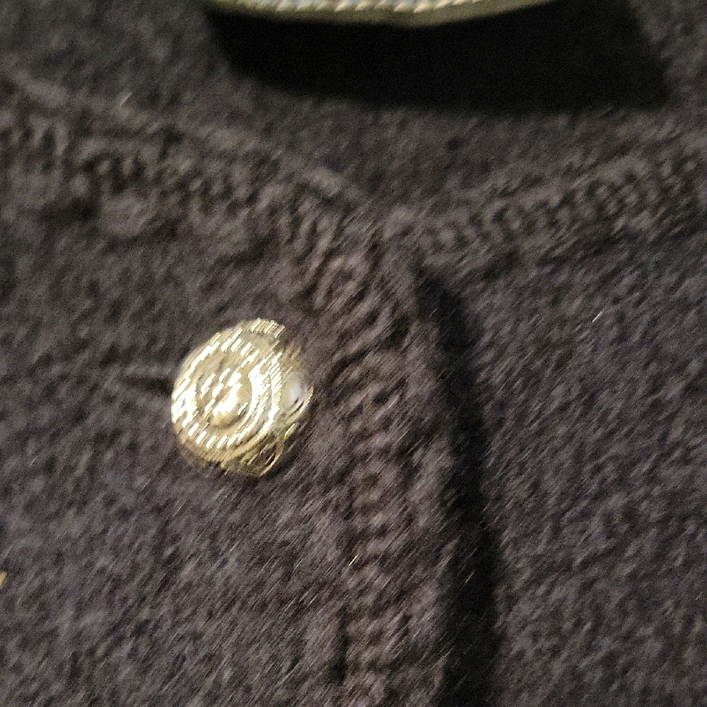 Vintage Lands End Midnight Navy Blue Wool Lady Jacket Cardigan - M - Picture 4 of 10